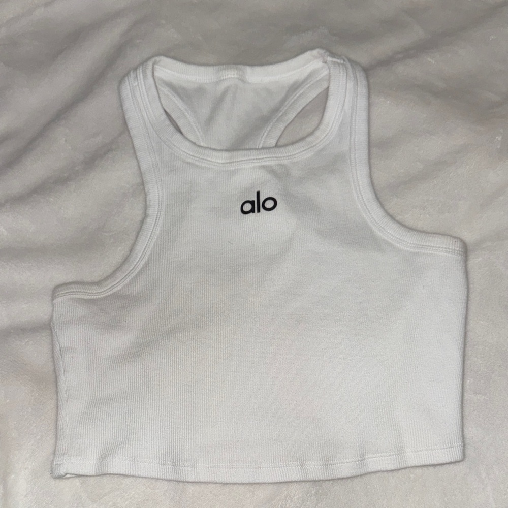Alo White Crop Tank Top